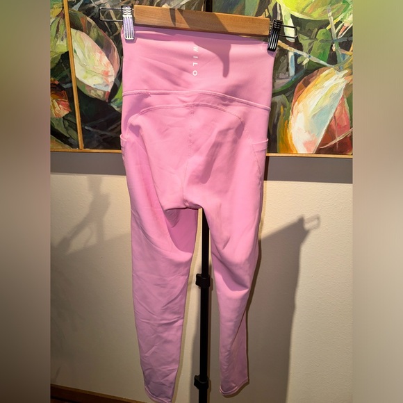 Wilo The Label Pink Ribbed 7/8 Leggings with side pockets Size XS - Picture 5 of 10